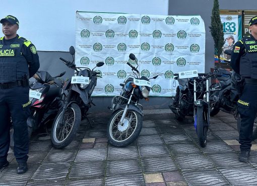 Policía recupera seis motos robadas en Armenia y aprehende a menor implicado