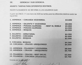 Atención: Cootracir oficializa nuevas tarifas de transporte, el pasaje entre Armenia y Circasia sube a $4.600
