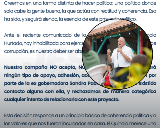 Atención: “Chucho” Bedoya niega pactos políticos con la exgobernadora Sandra Paola Hurtado