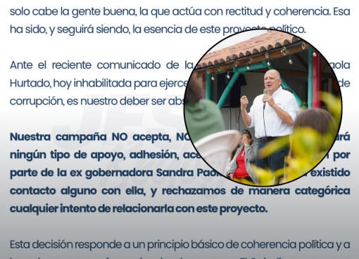 Atención: “Chucho” Bedoya niega pactos políticos con la exgobernadora Sandra Paola Hurtado