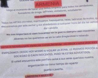 Policía del Quindío desmiente falso panfleto de “limpieza social” que circula en redes